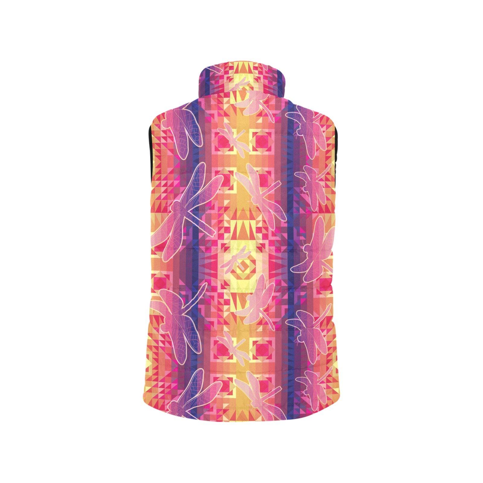 Kaleidoscope Dragonfly Women's Padded Vest Jacket (Model H44) Women's Padded Vest Jacket (H44) e-joyer