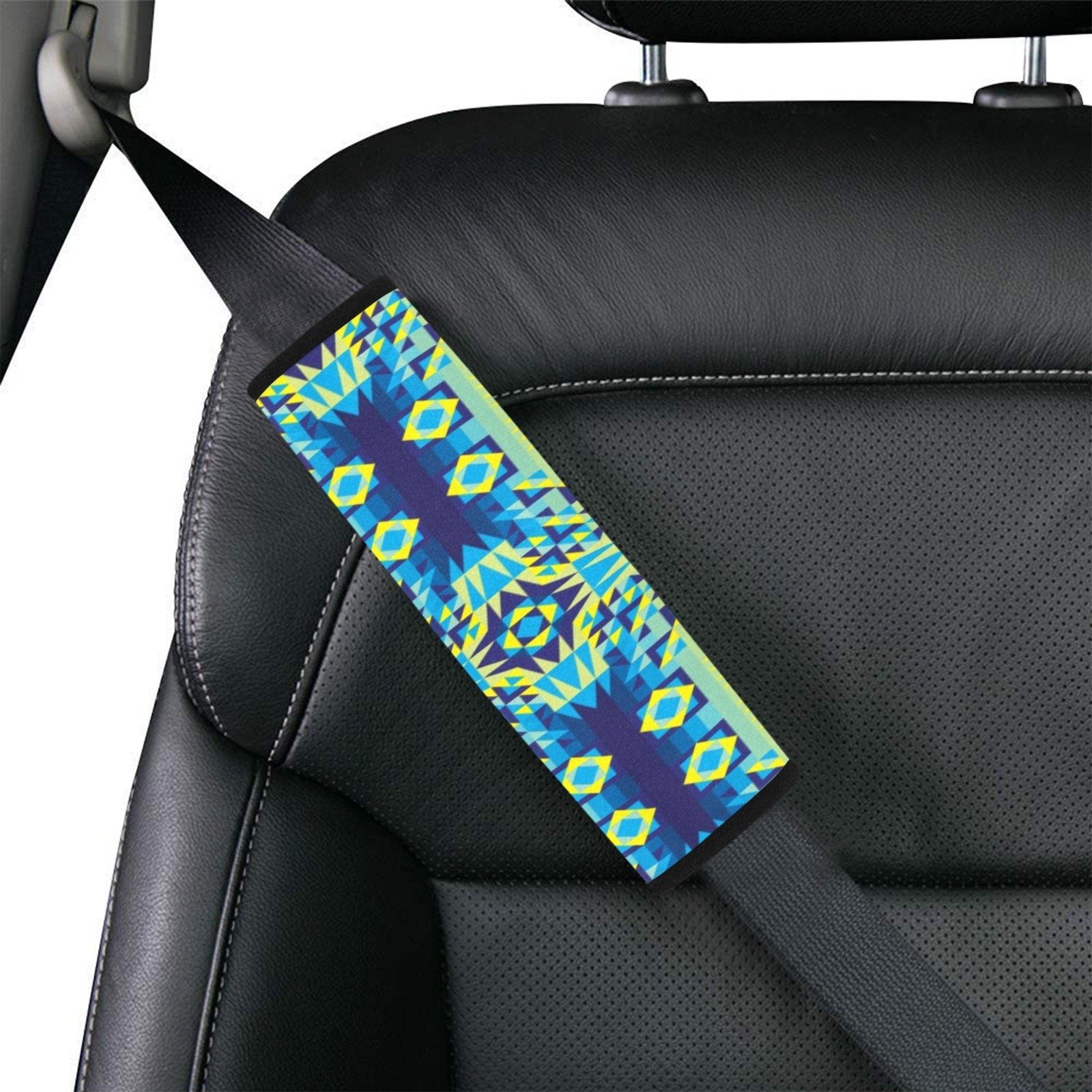 Kaleidoscope Jaune Bleu Car Seat Belt Cover 7''x12.6'' (Pack of 2) Car Seat Belt Cover 7x12.6 (Pack of 2) e-joyer
