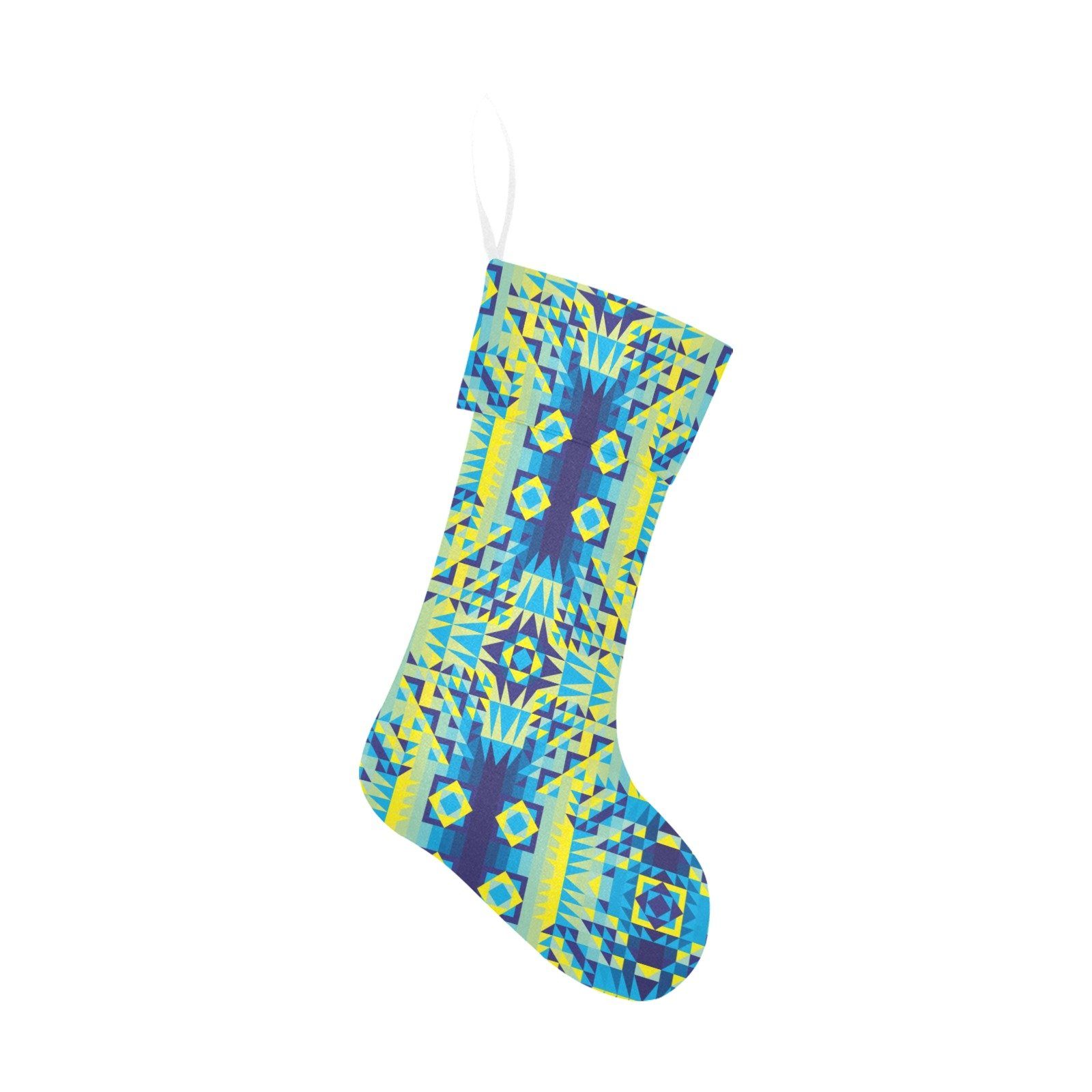 Kaleidoscope Jaune Bleu Christmas Stocking holiday stocking e-joyer