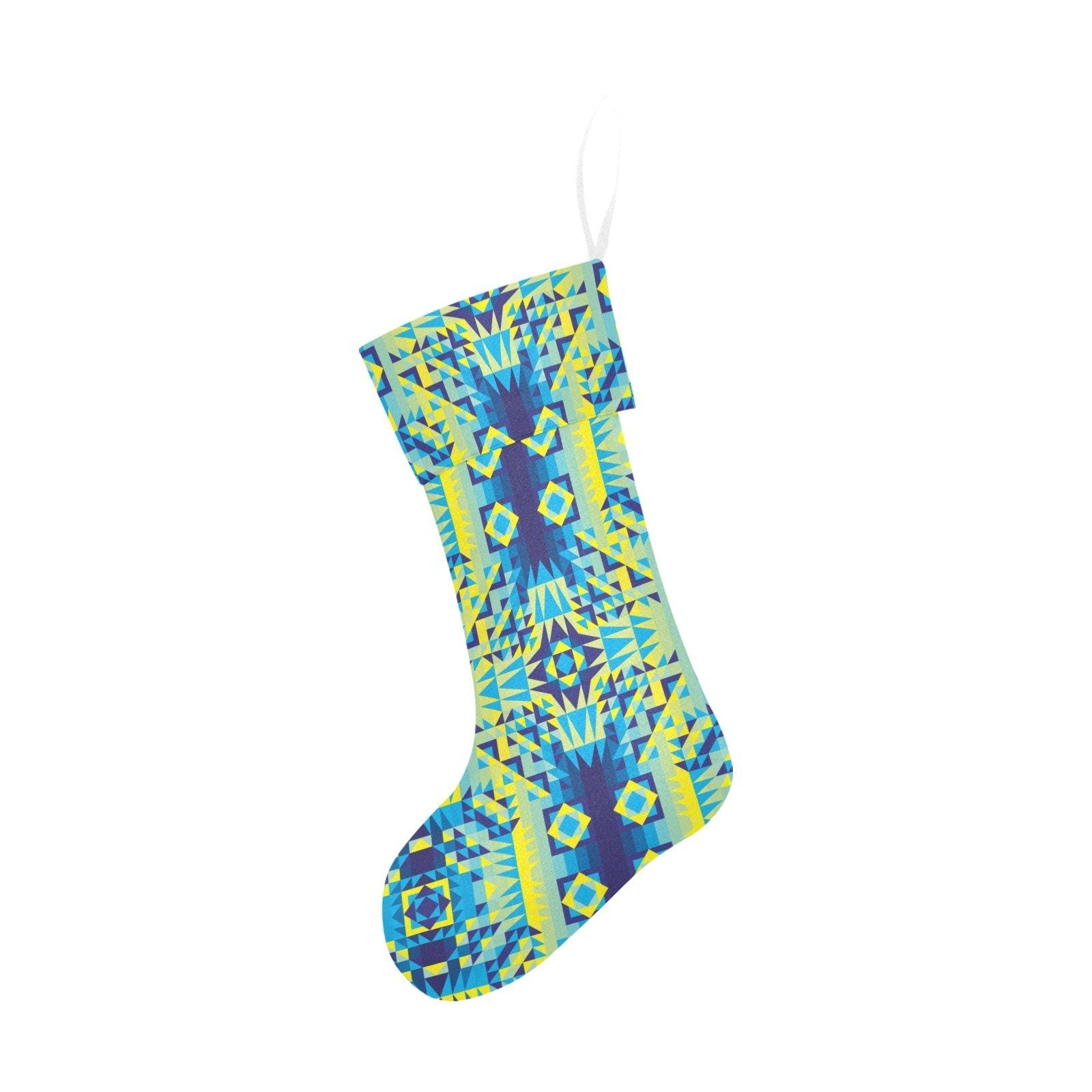 Kaleidoscope Jaune Bleu Christmas Stocking holiday stocking e-joyer