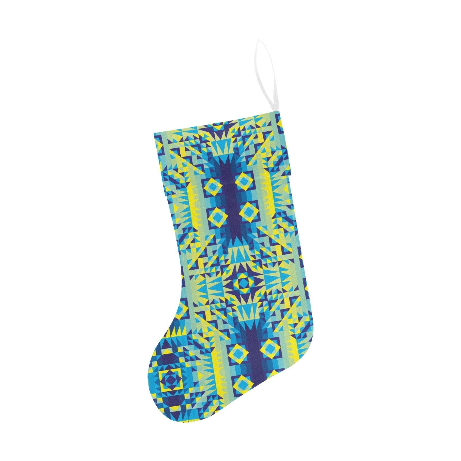 Kaleidoscope Jaune Bleu Christmas Stocking holiday stocking e-joyer