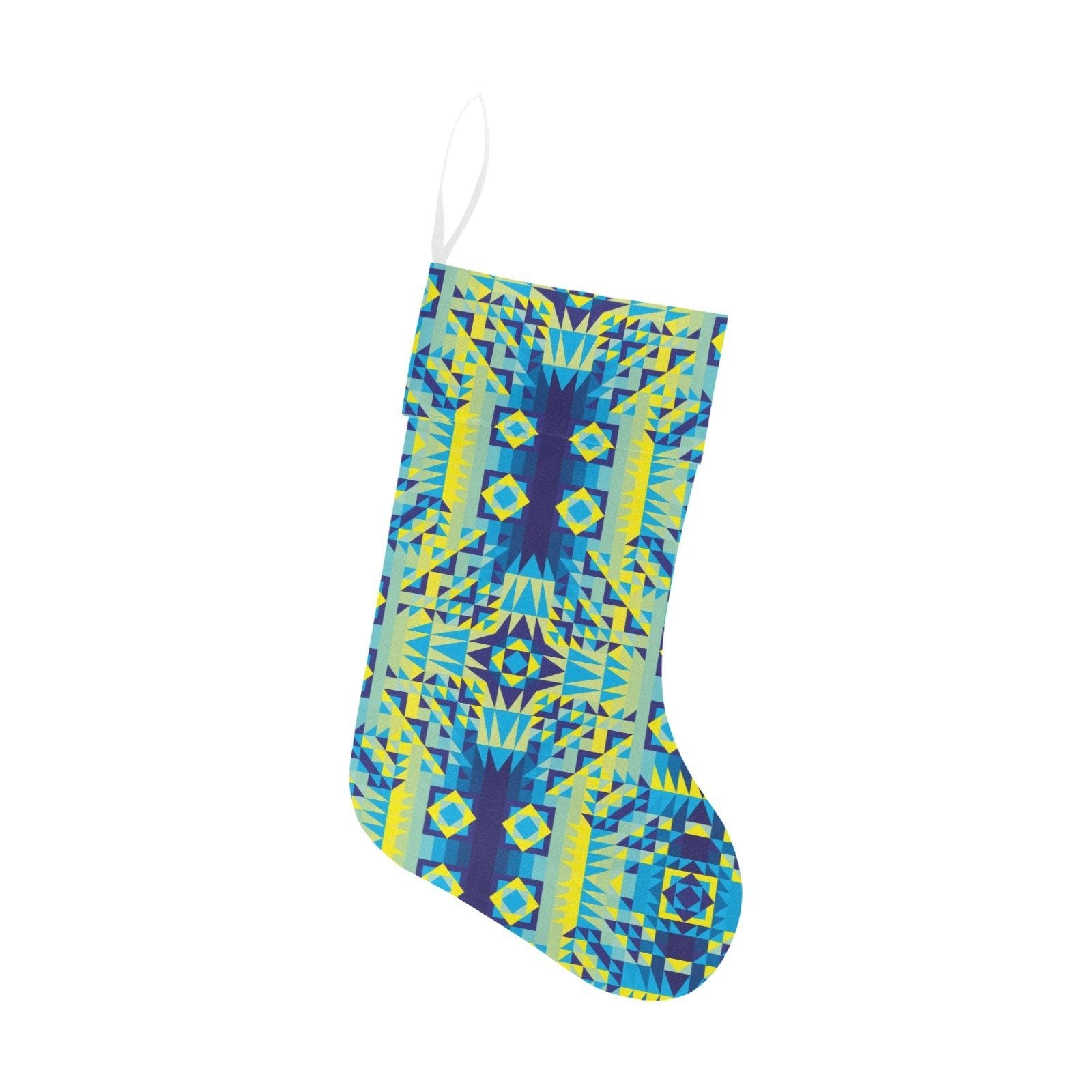 Kaleidoscope Jaune Bleu Christmas Stocking holiday stocking e-joyer
