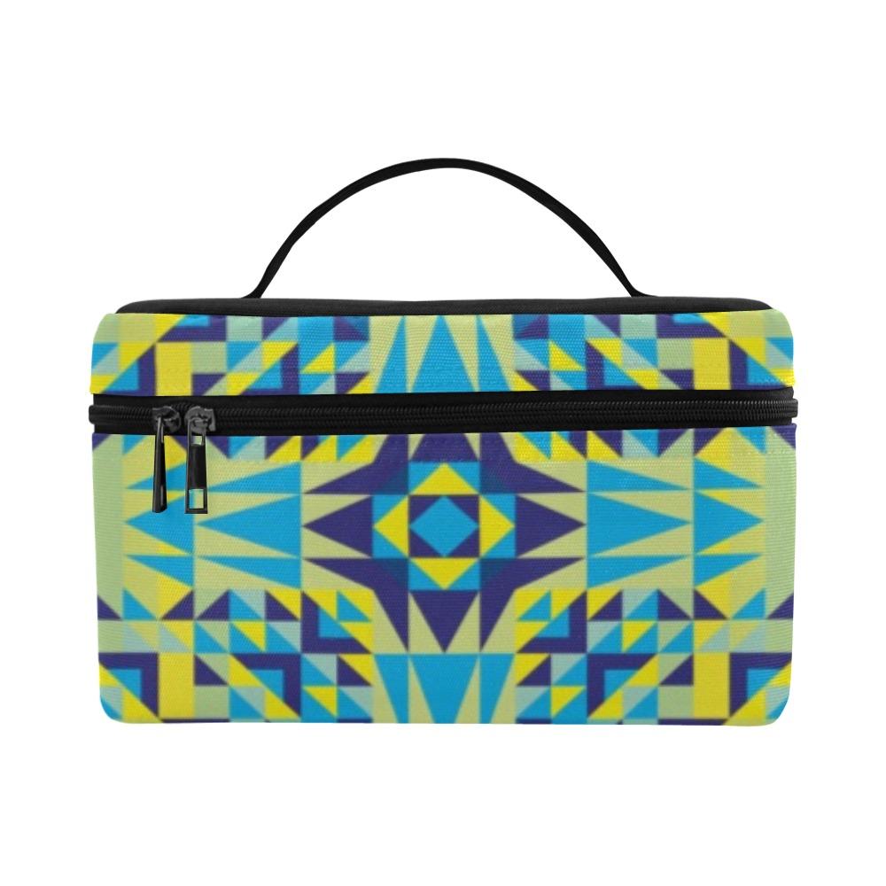 Kaleidoscope Jaune Bleu Cosmetic Bag/Large (Model 1658) bag e-joyer