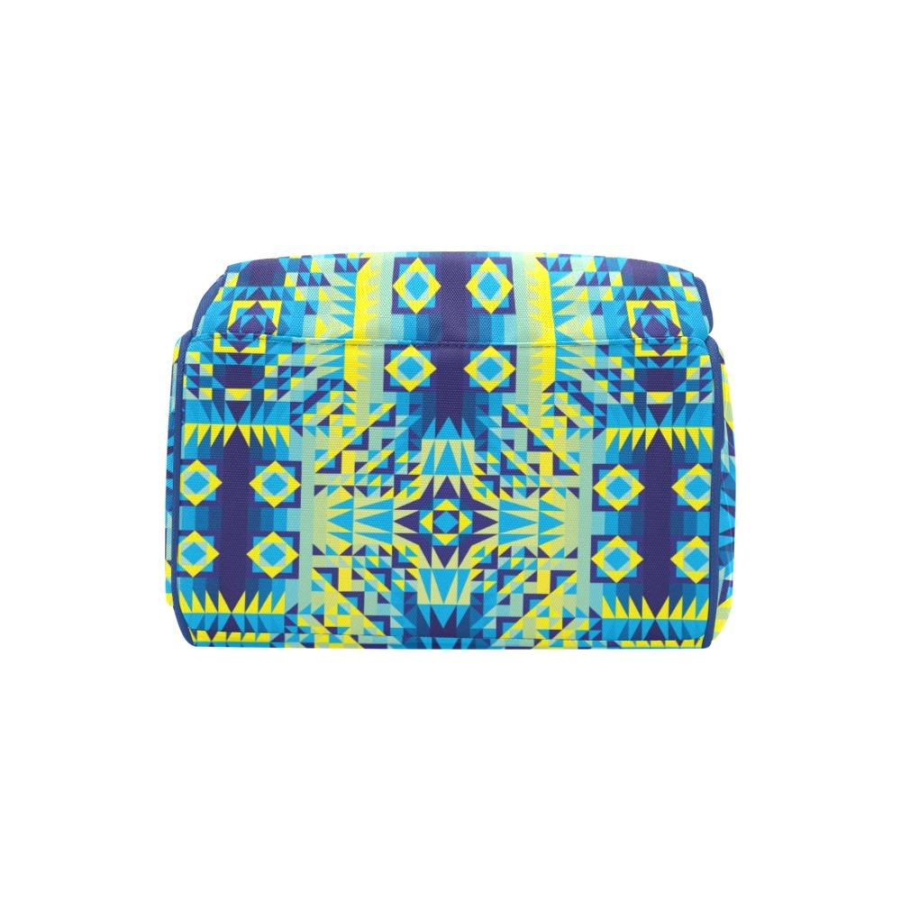 Kaleidoscope Jaune Bleu Multi-Function Diaper Backpack/Diaper Bag (Model 1688) bag e-joyer