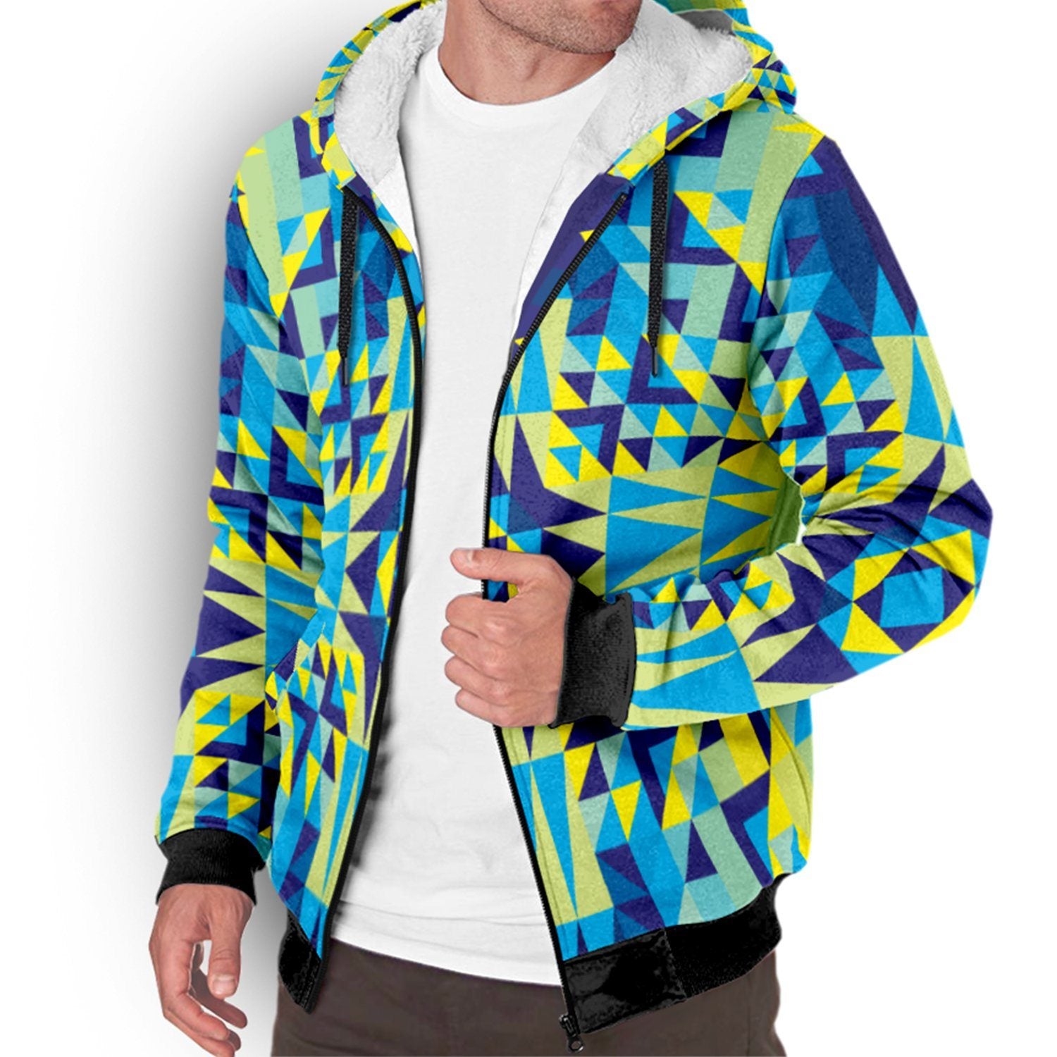Kaleidoscope Jaune Bleu Sherpa Hoodie hoodie Herman
