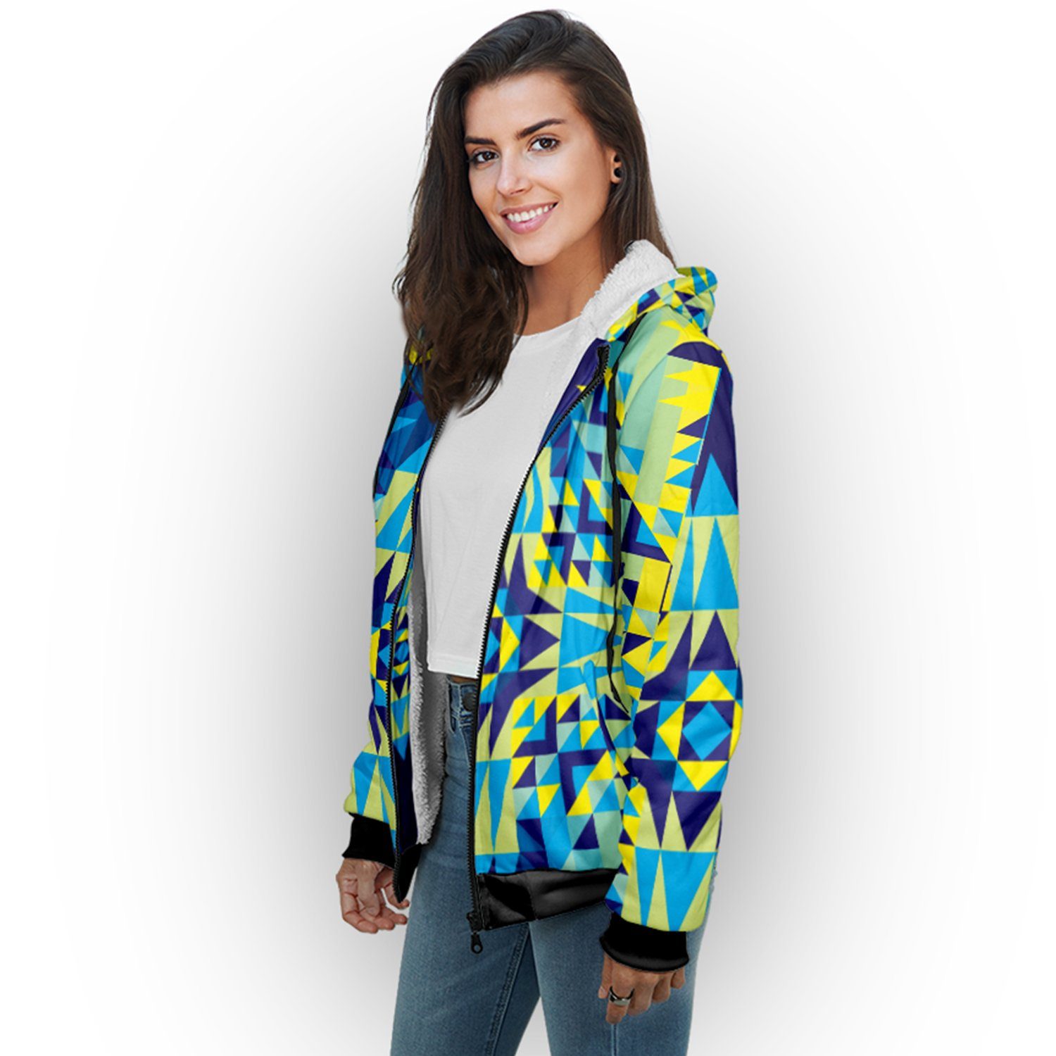 Kaleidoscope Jaune Bleu Sherpa Hoodie hoodie Herman