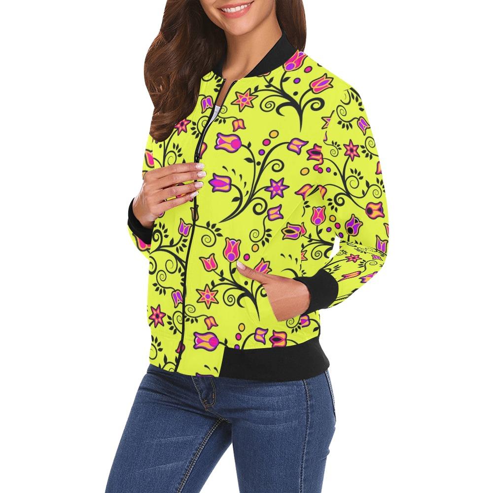 Key Lime Star All Over Print Bomber Jacket for Women (Model H19) Jacket e-joyer