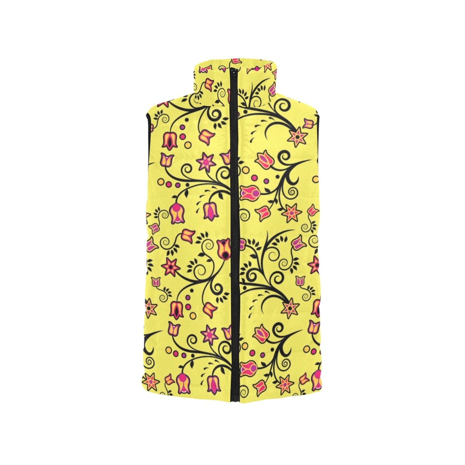 Key Lime Star Women's Padded Vest Jacket (Model H44) Women's Padded Vest Jacket (H44) e-joyer