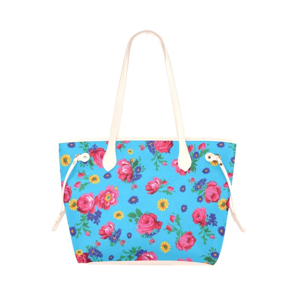 Kokum Ceremony Turquoise Clover Canvas Tote Bag (Model 1661) Artsadd One Size Antique White