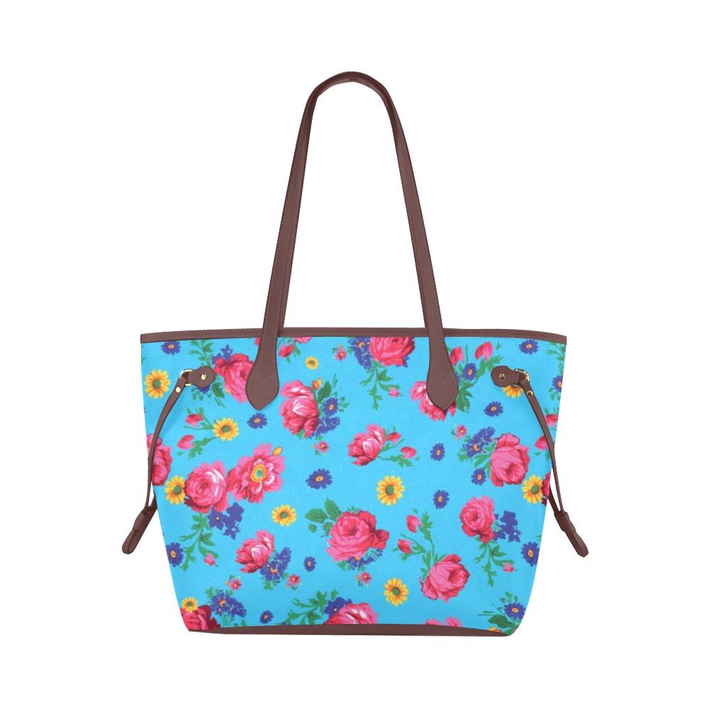 Kokum Ceremony Turquoise Clover Canvas Tote Bag (Model 1661) Artsadd One Size Saddle Brown