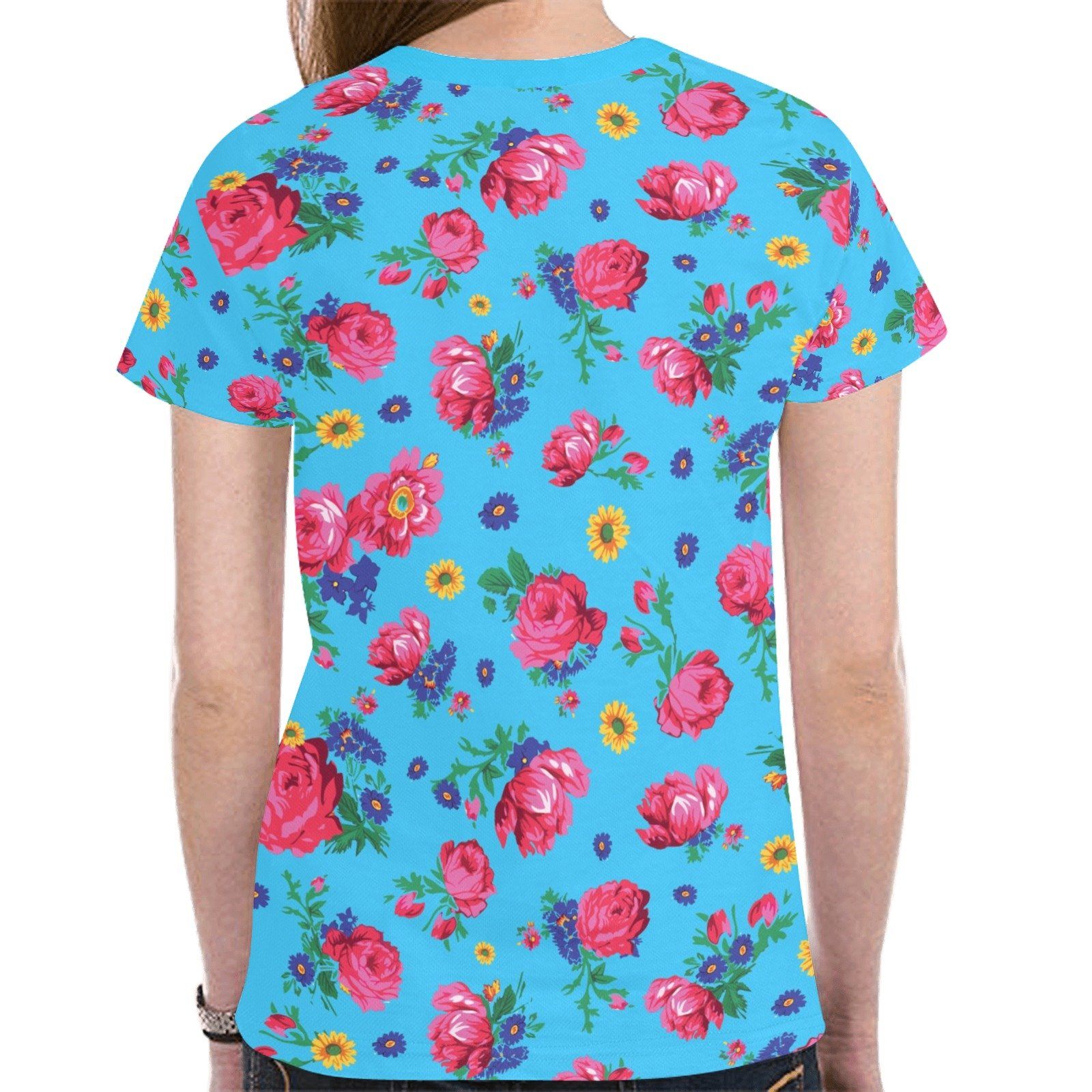 Kokum Ceremony Turquoise New All Over Print T-shirt for Women (Model T45) tshirt e-joyer
