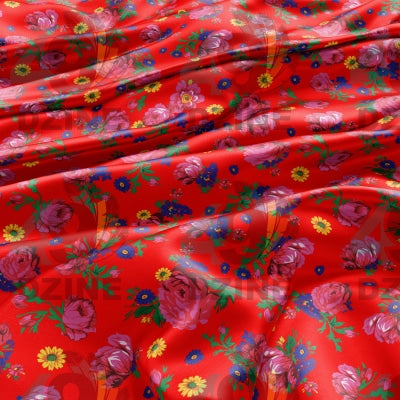 Kokum's Ceremony - Red Satin Fabric 49DzineStore