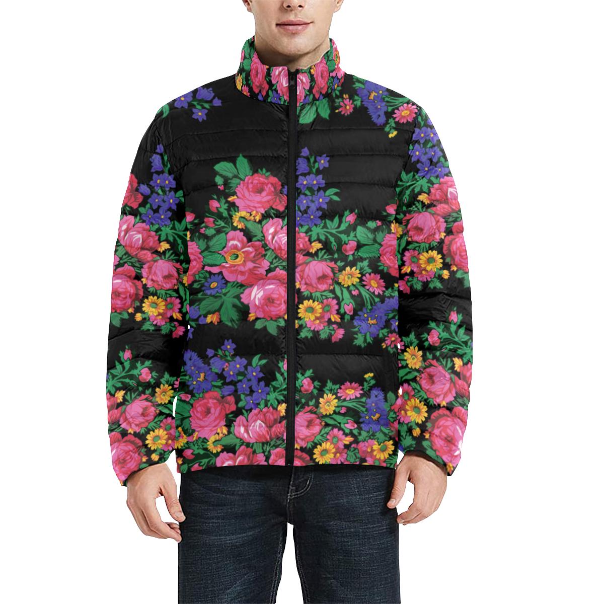Kokum's Revenge-Black Men's Stand Collar Padded Jacket (Model H41) Men's Stand Collar Padded Jacket (H41) e-joyer