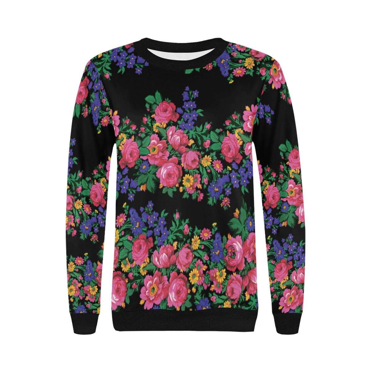 Kokum's Revenge-Black Women's Rib Cuff Crew Neck Sweatshirt (Model H34) Rib Cuff Crew Neck Sweatshirt for Women (H34) e-joyer