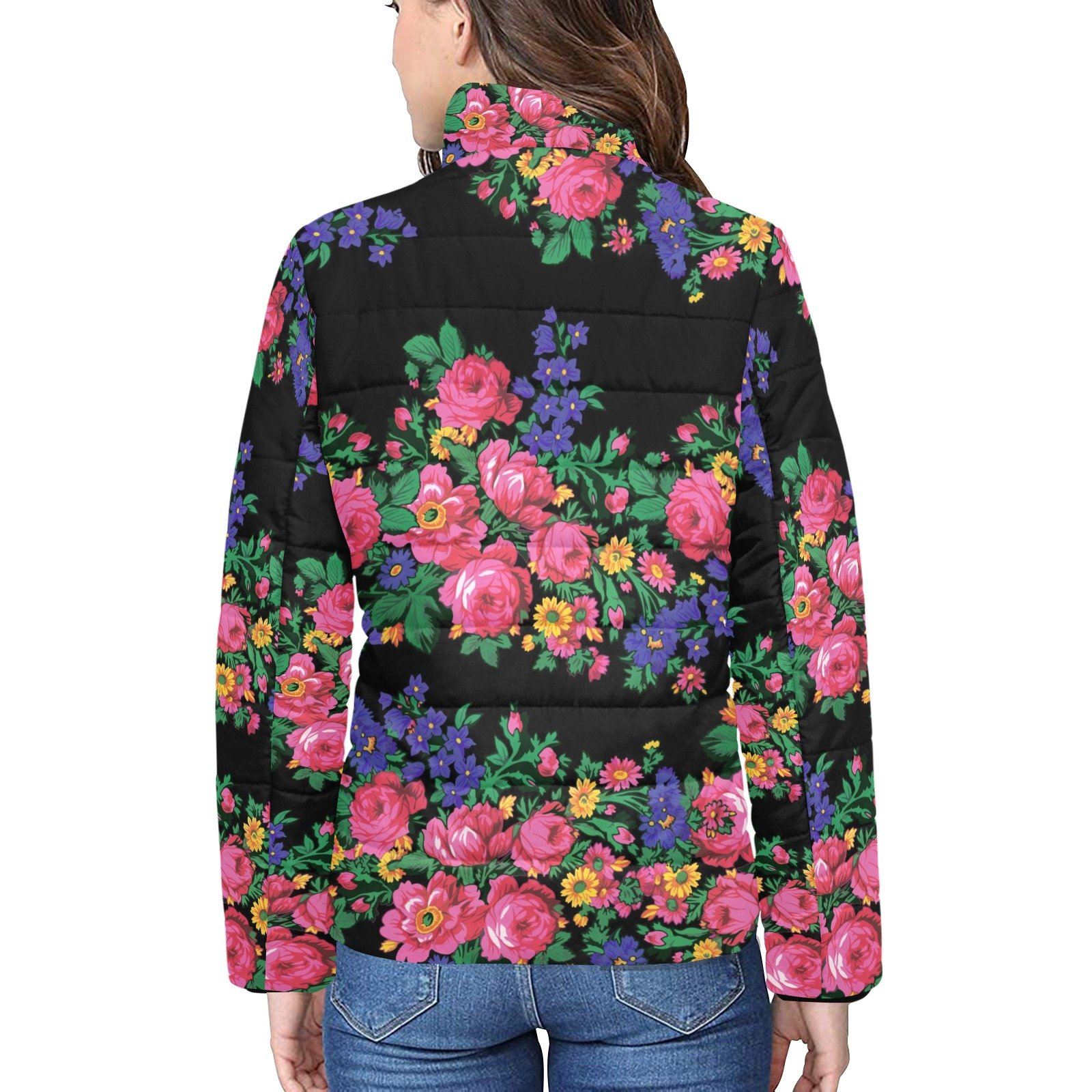 Kokum's Revenge Black Women's Stand Collar Padded Jacket (Model H41) jacket e-joyer