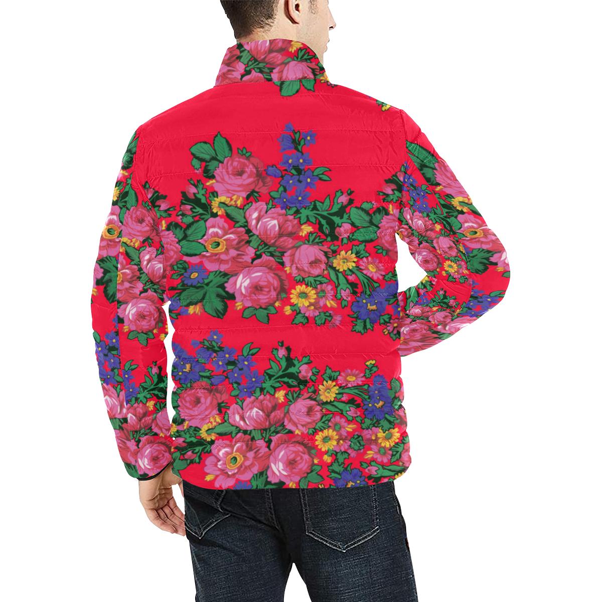 Kokum's Revenge- Dahlia Men's Stand Collar Padded Jacket (Model H41) Men's Stand Collar Padded Jacket (H41) e-joyer