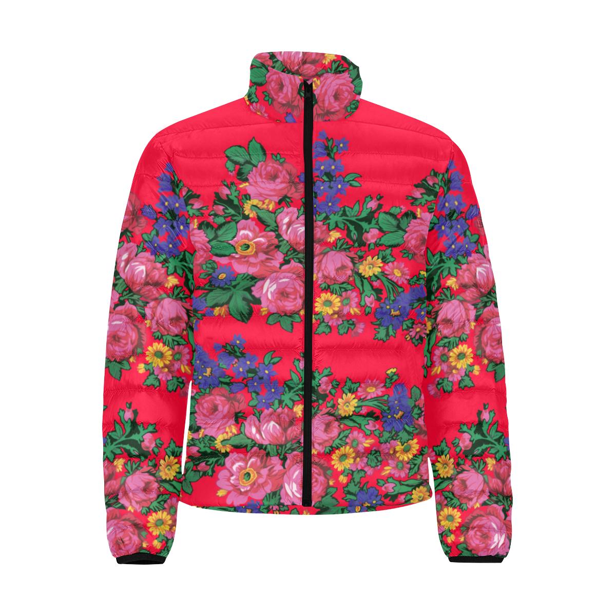 Kokum's Revenge- Dahlia Men's Stand Collar Padded Jacket (Model H41) Men's Stand Collar Padded Jacket (H41) e-joyer