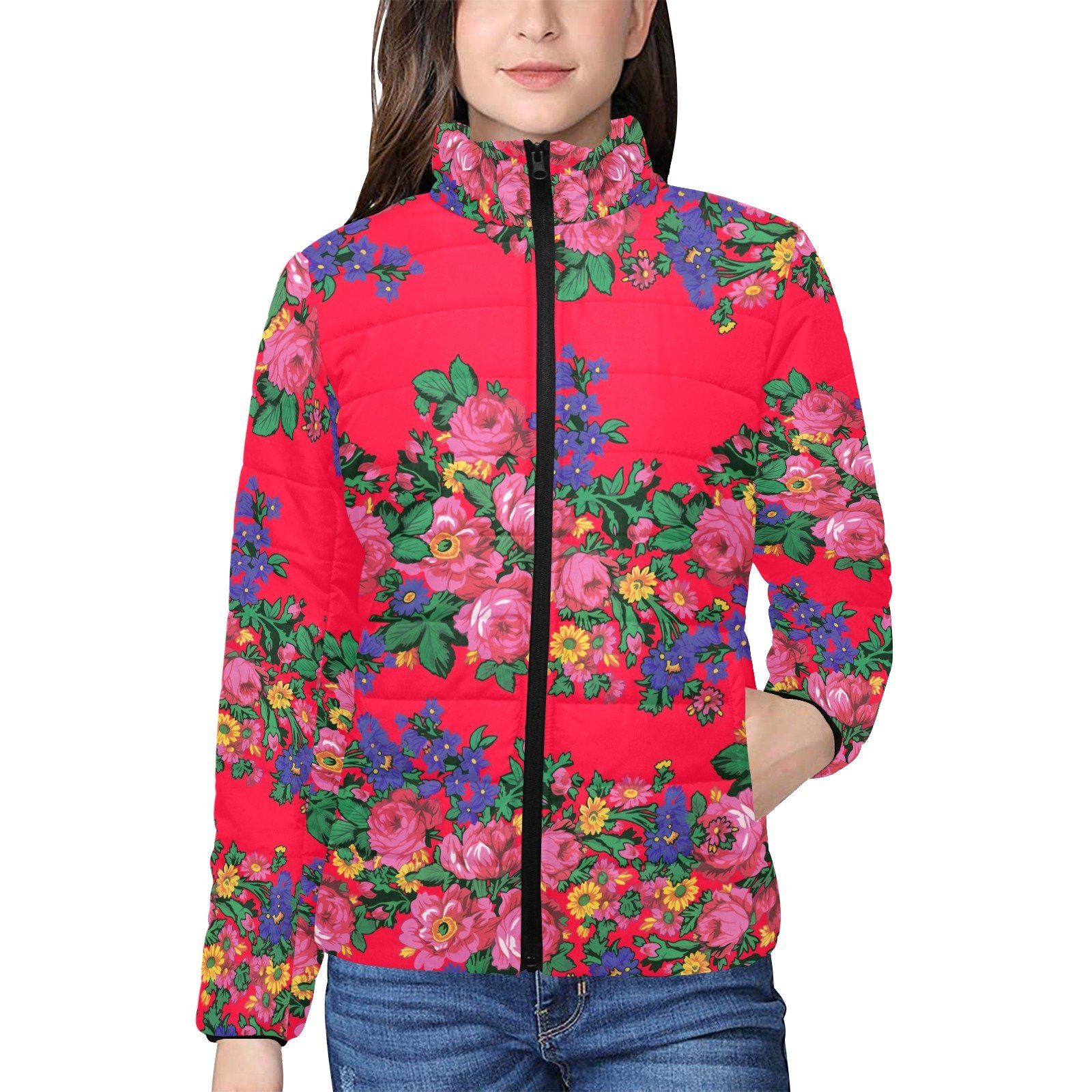 Kokum's Revenge Dahlia Women's Stand Collar Padded Jacket (Model H41) jacket e-joyer