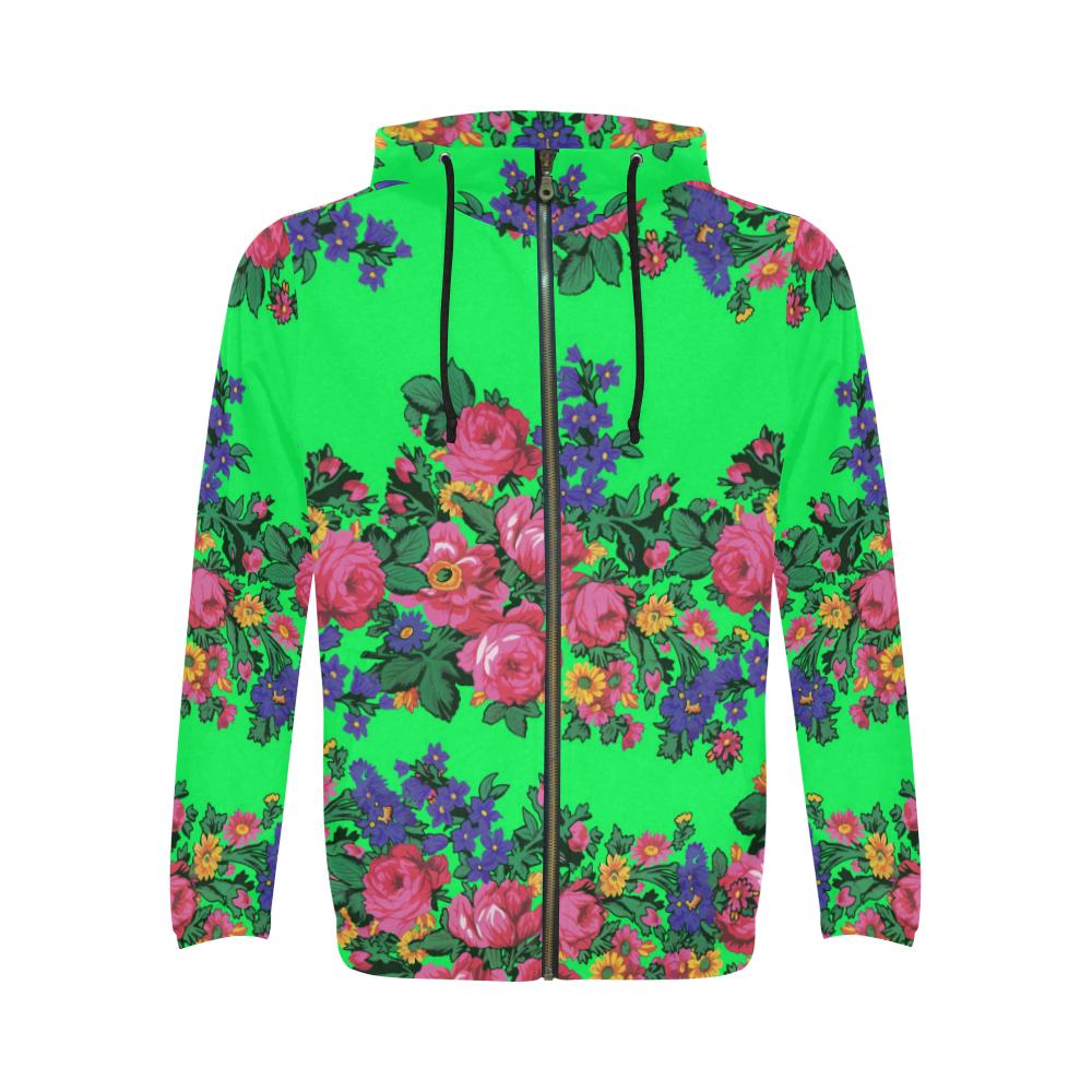 Kokum's Revenge Green All Over Print Full Zip Hoodie for Men (Model H14) All Over Print Full Zip Hoodie for Men (H14) e-joyer