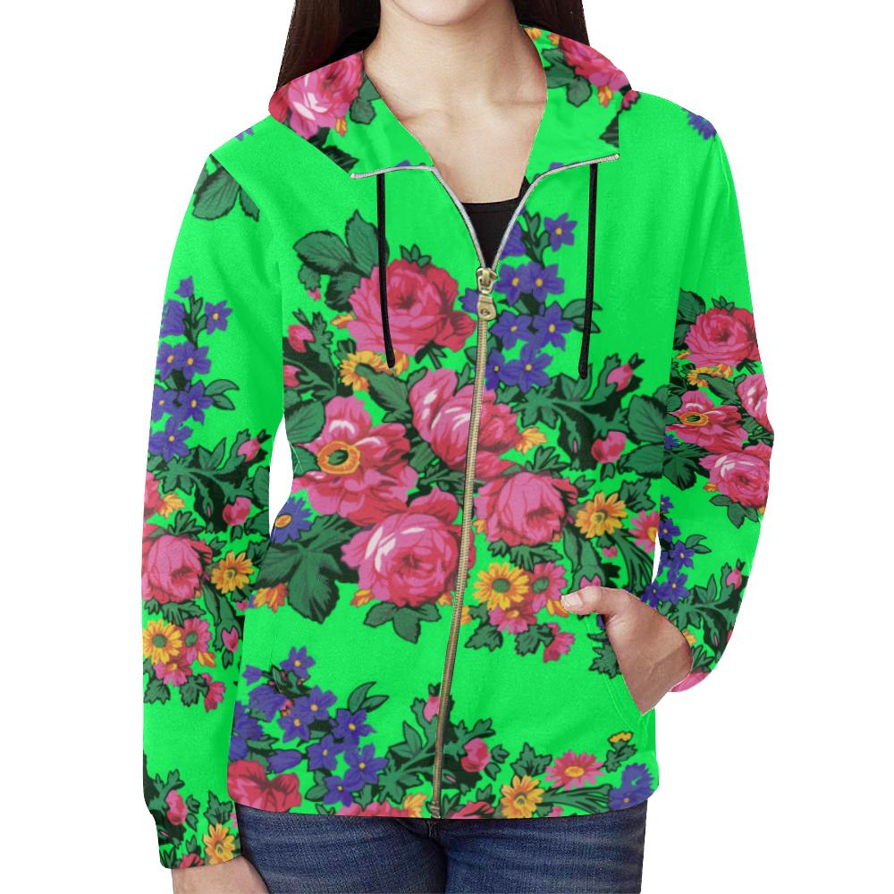 Kokum's Revenge Green All Over Print Full Zip Hoodie for Women (Model H14) All Over Print Full Zip Hoodie for Women (H14) e-joyer