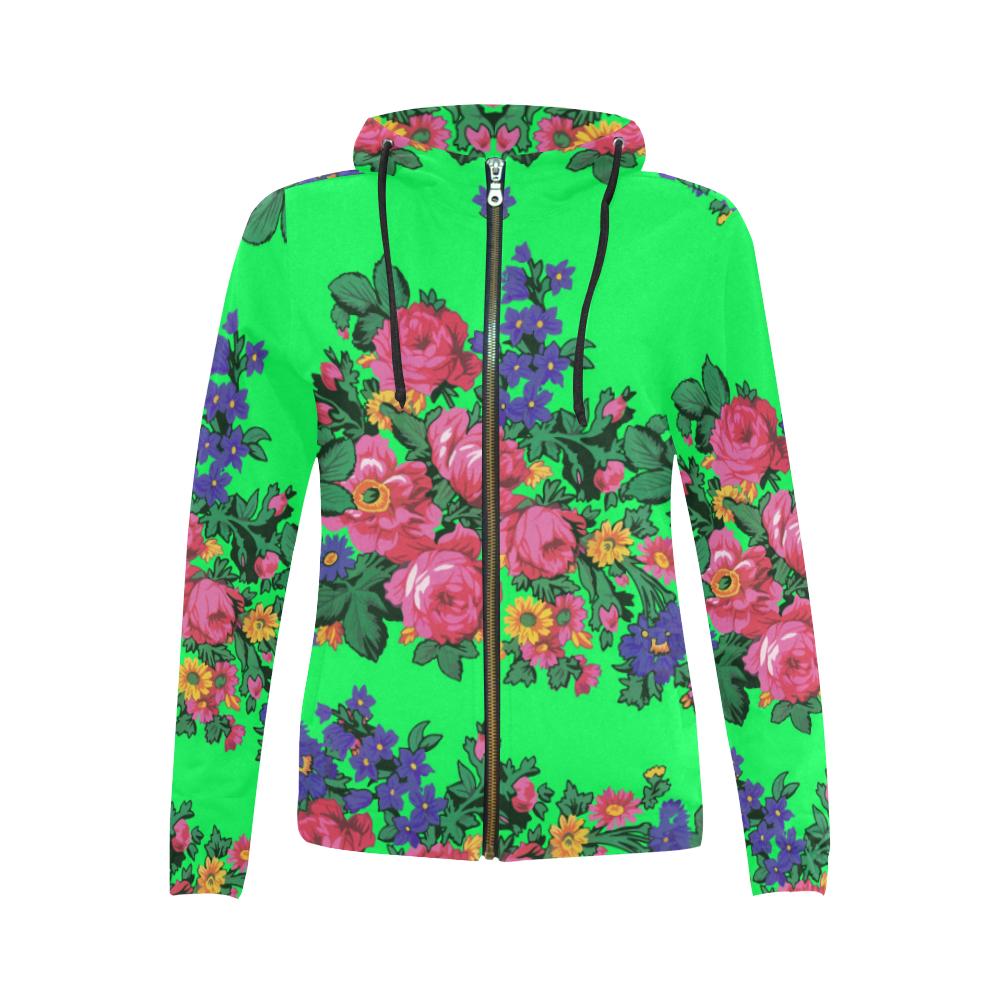 Kokum's Revenge Green All Over Print Full Zip Hoodie for Women (Model H14) All Over Print Full Zip Hoodie for Women (H14) e-joyer
