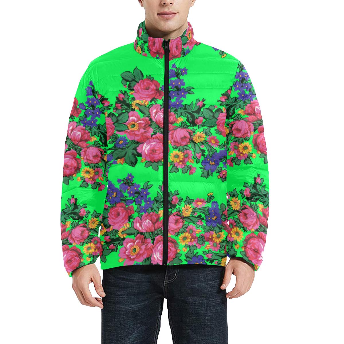 Kokum's Revenge Green Men's Stand Collar Padded Jacket (Model H41) Men's Stand Collar Padded Jacket (H41) e-joyer