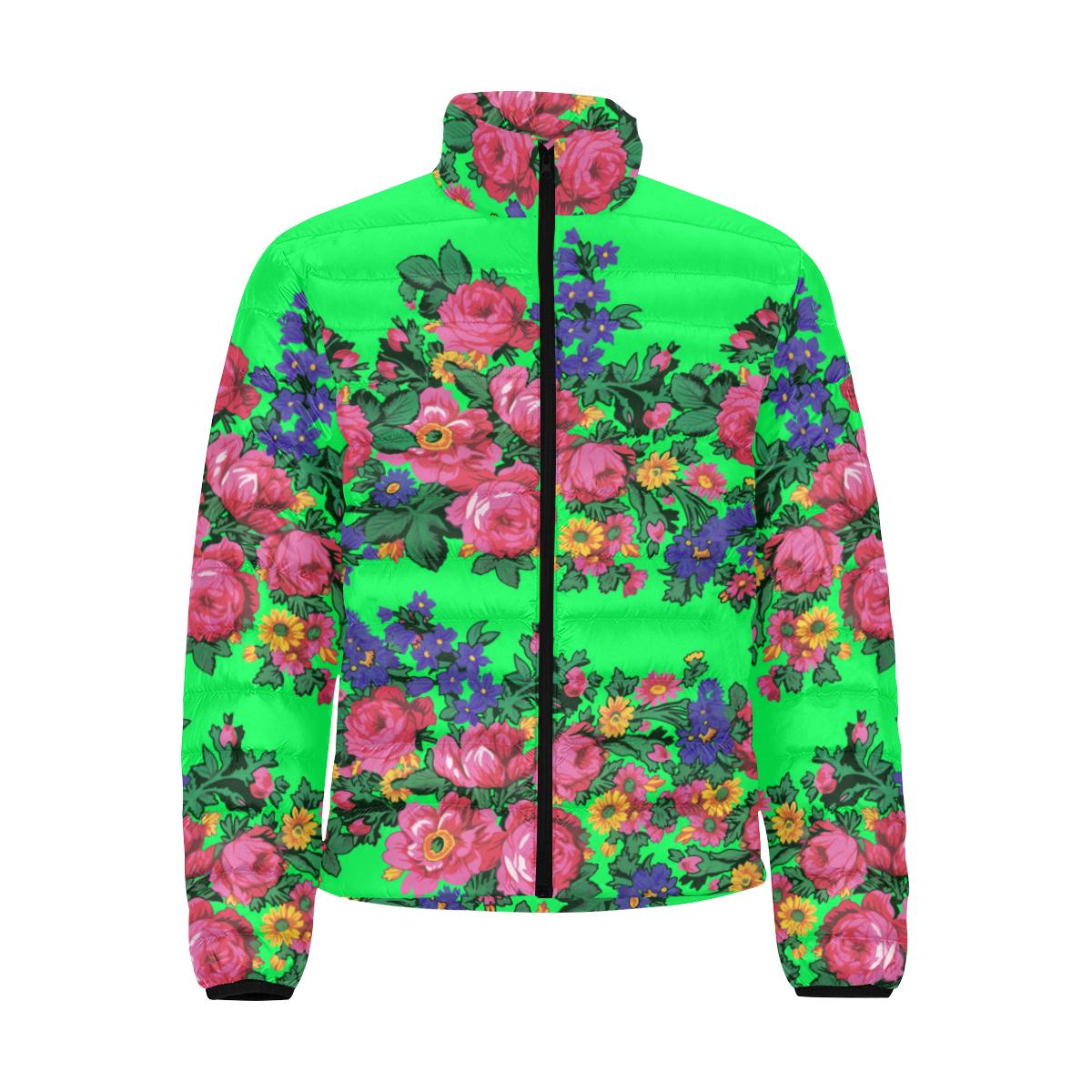 Kokum's Revenge Green Men's Stand Collar Padded Jacket (Model H41) Men's Stand Collar Padded Jacket (H41) e-joyer