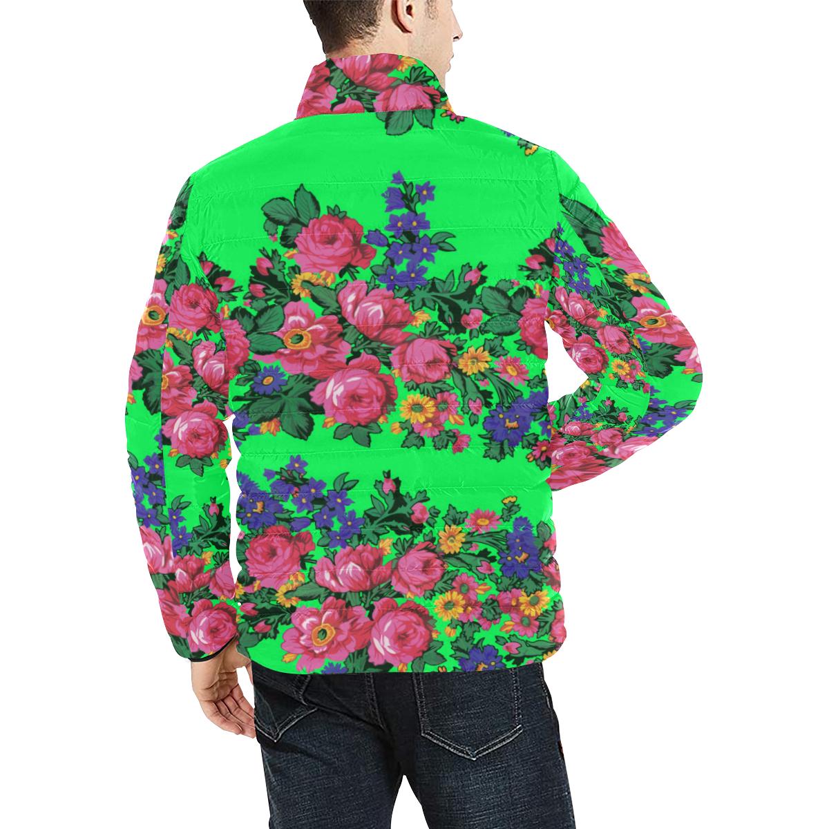 Kokum's Revenge Green Men's Stand Collar Padded Jacket (Model H41) Men's Stand Collar Padded Jacket (H41) e-joyer