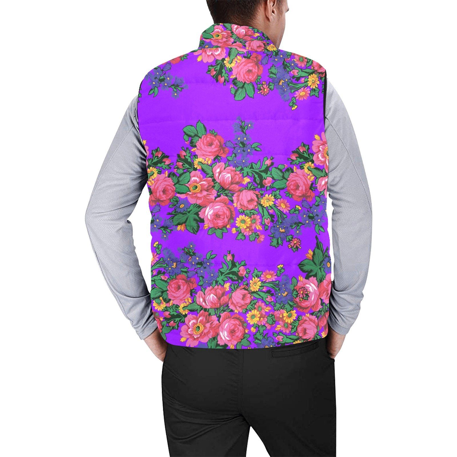 Kokum's Revenge Lilac Men's Padded Vest Jacket (Model H44) Men's Padded Vest Jacket (H44) e-joyer