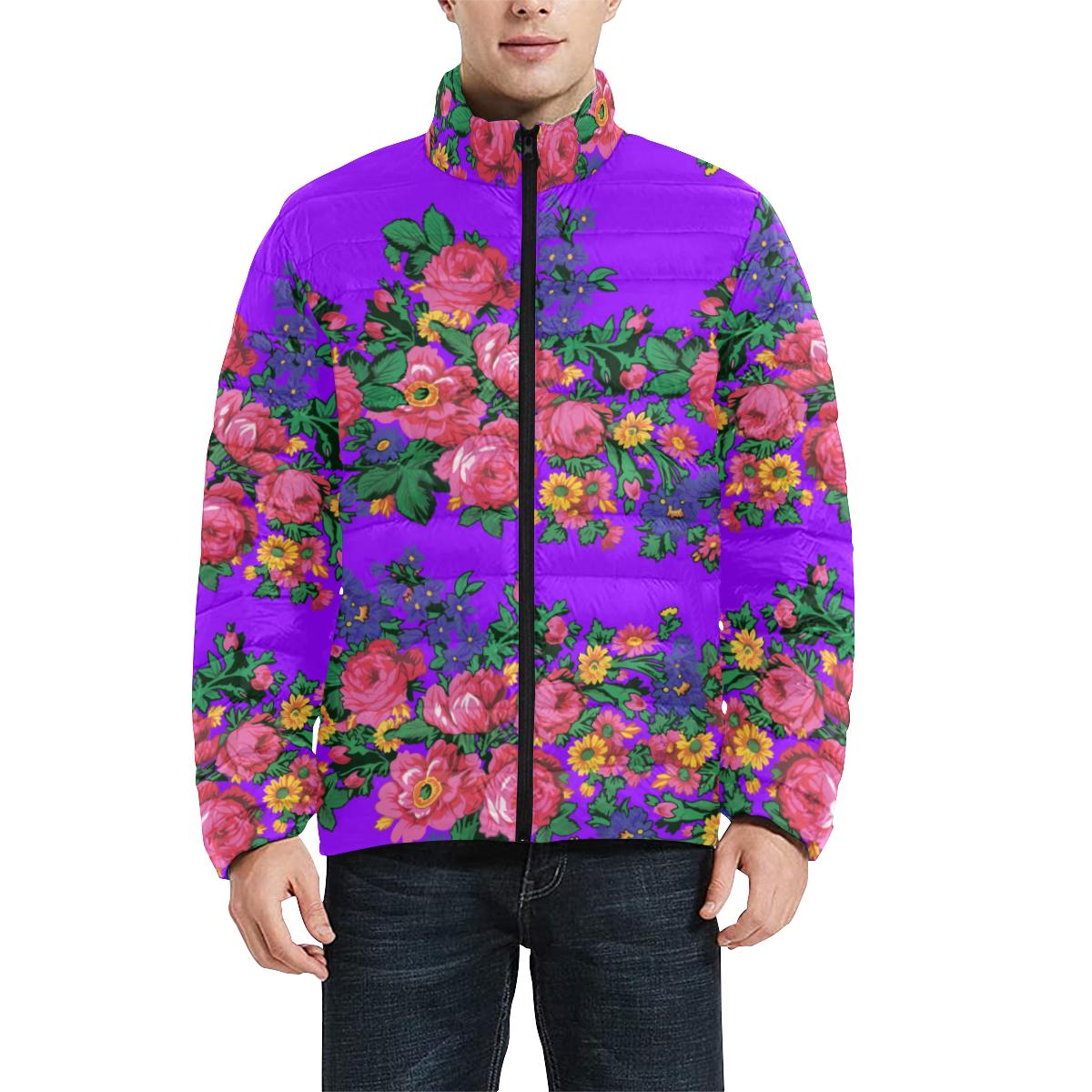 Kokum's Revenge-Lilac Men's Stand Collar Padded Jacket (Model H41) Men's Stand Collar Padded Jacket (H41) e-joyer
