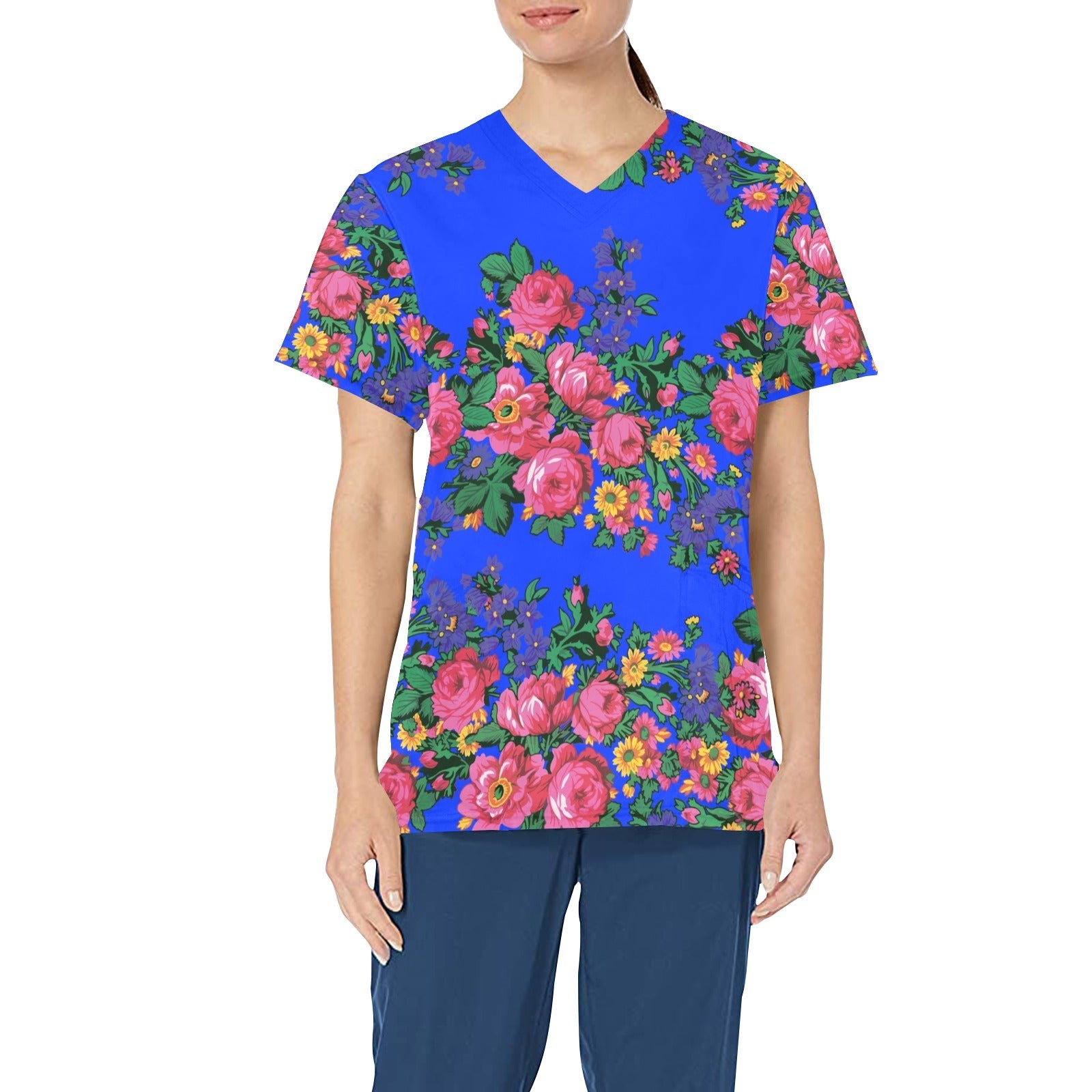 Kokum's Revenge Royal All Over Print Scrub Top Scrub Top e-joyer