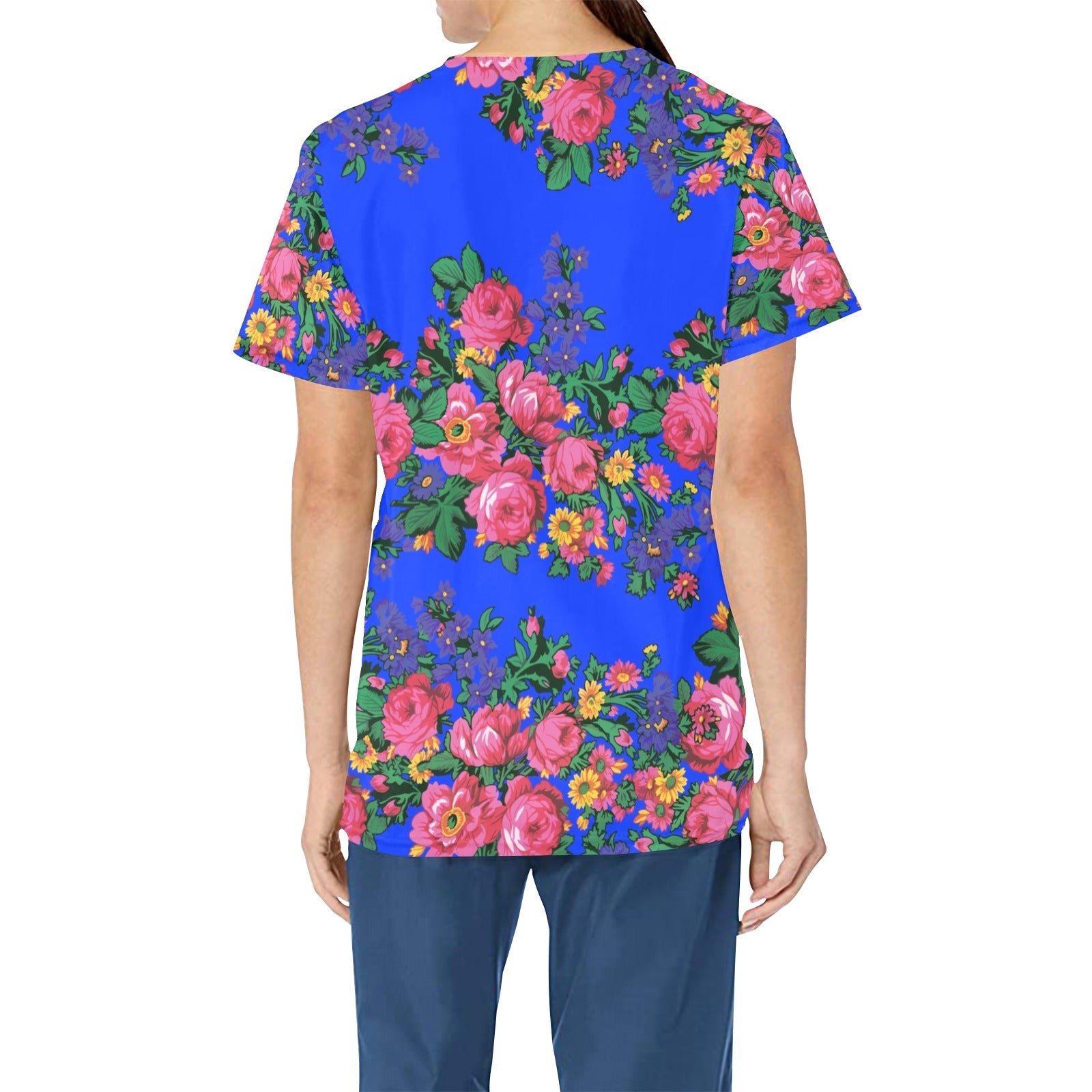 Kokum's Revenge Royal All Over Print Scrub Top Scrub Top e-joyer
