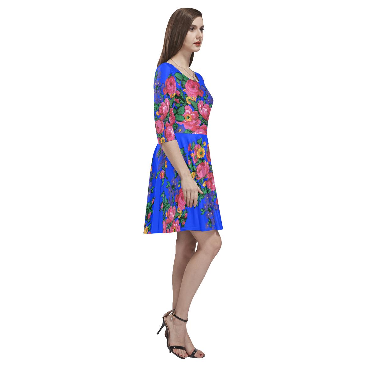 Kokum's Revenge- Royal Tethys Half-Sleeve Skater Dress(Model D20) Tethys Half-Sleeve Skater Dress (D20) e-joyer