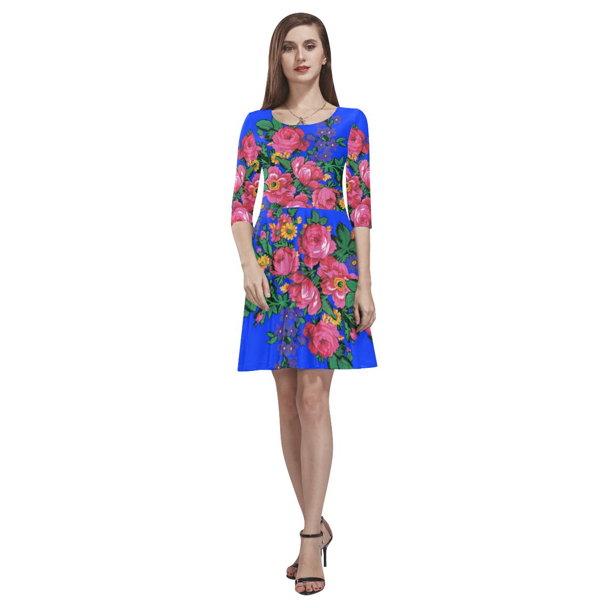 Kokum's Revenge- Royal Tethys Half-Sleeve Skater Dress(Model D20) Tethys Half-Sleeve Skater Dress (D20) e-joyer