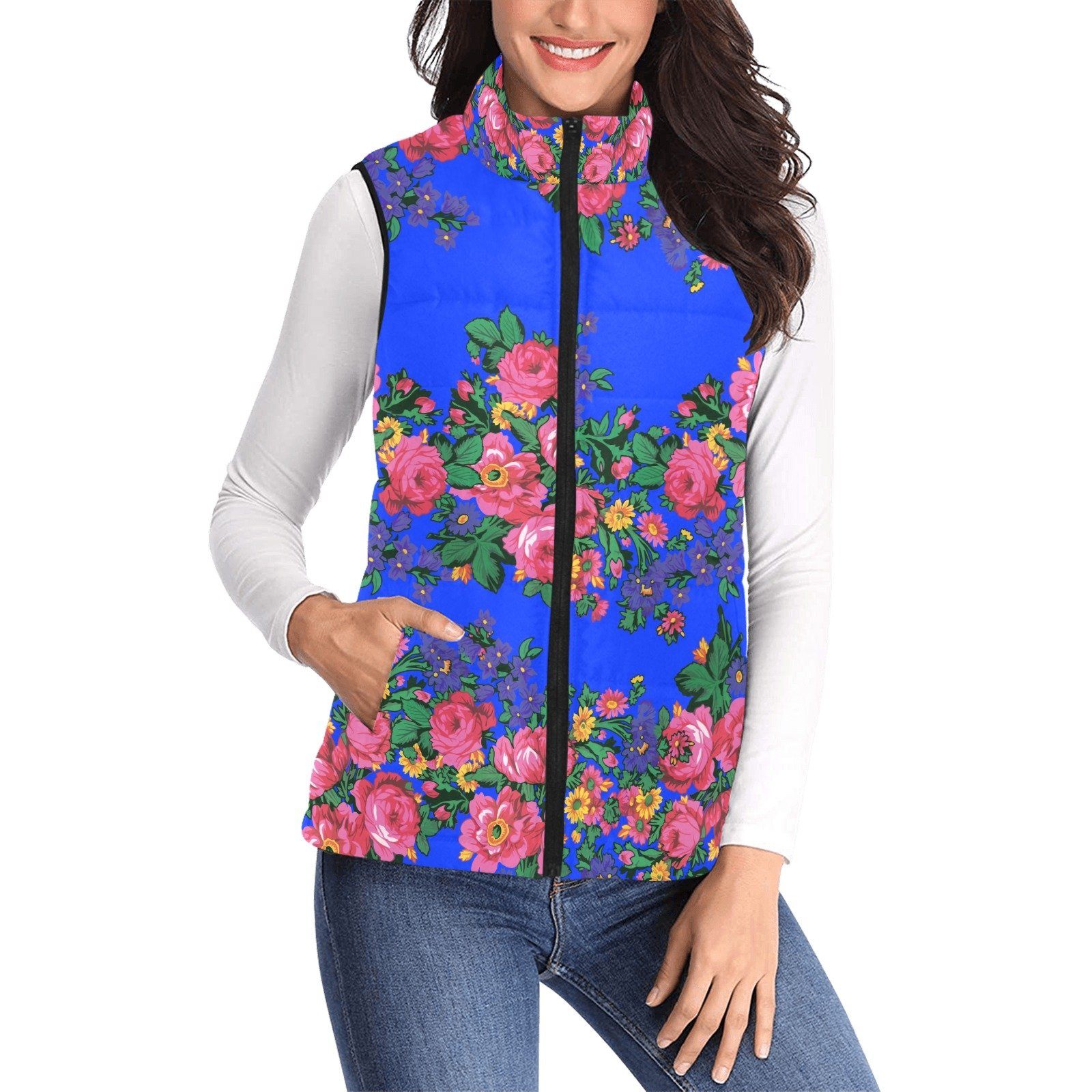 Kokum's Revenge Royal Women's Padded Vest Jacket (Model H44) Women's Padded Vest Jacket (H44) e-joyer