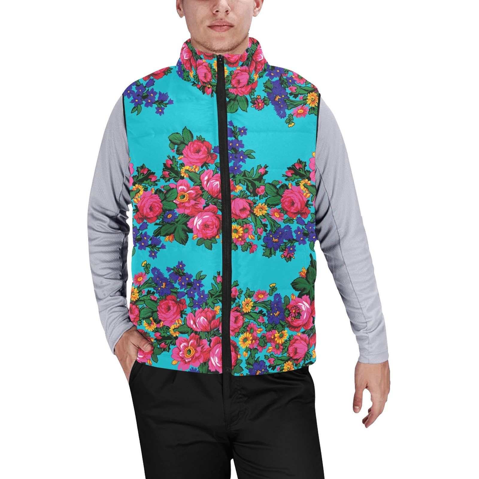 Kokum's Revenge Sky Men's Padded Vest Jacket (Model H44) Men's Padded Vest Jacket (H44) e-joyer