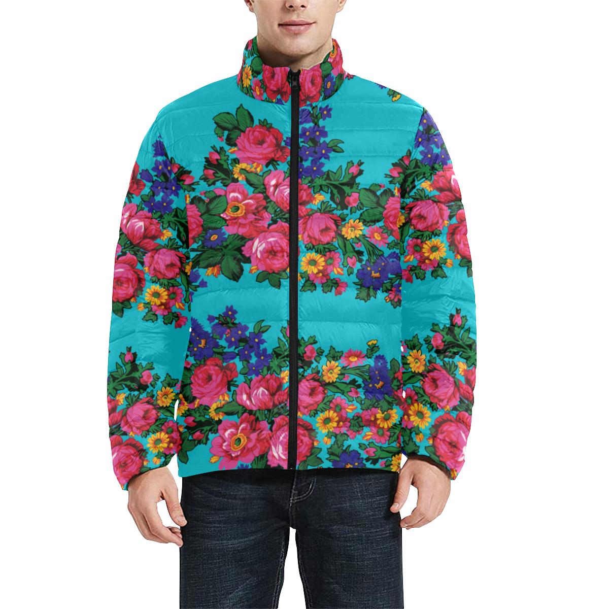 Kokum's Revenge Sky Men's Stand Collar Padded Jacket (Model H41) Men's Stand Collar Padded Jacket (H41) e-joyer