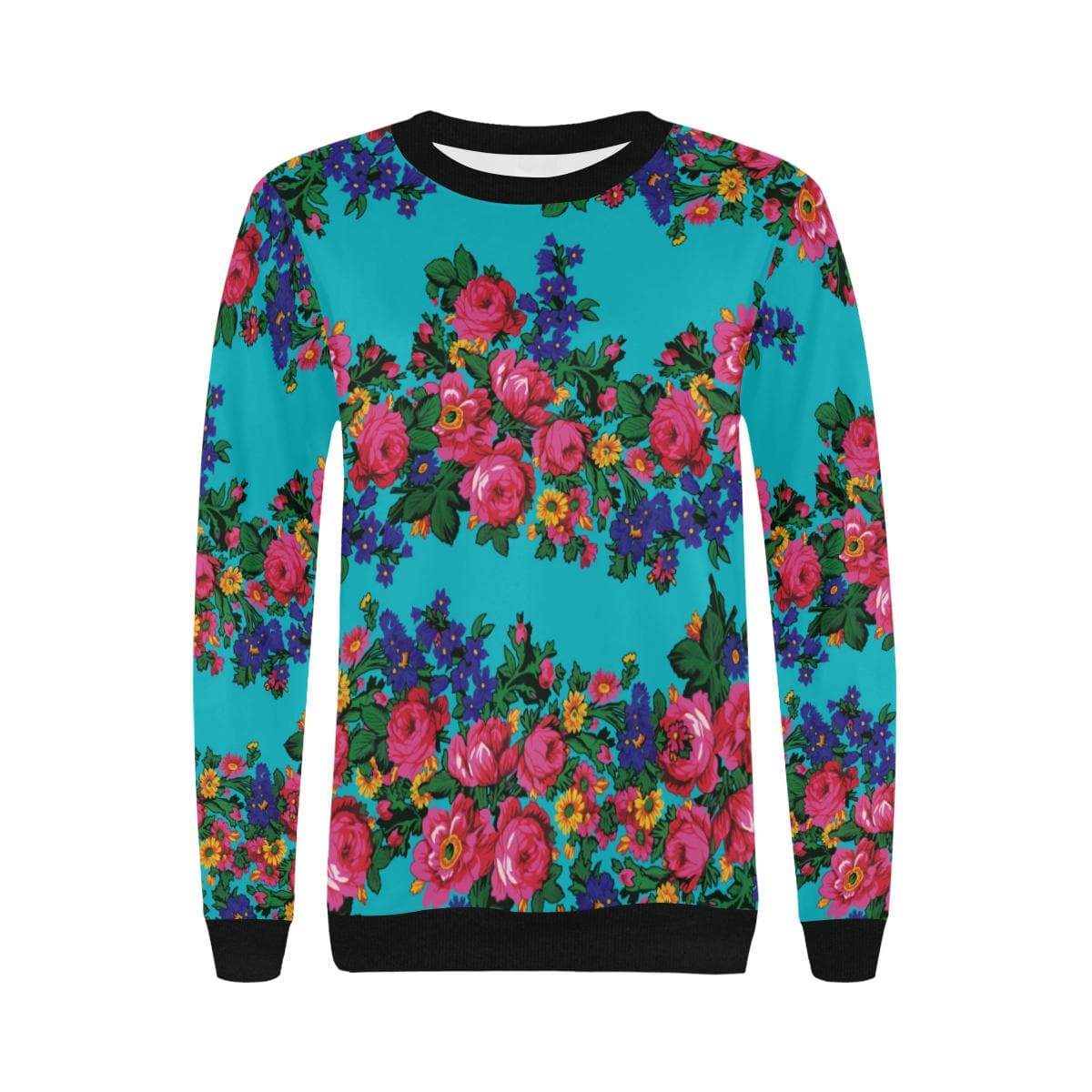 Kokum's Revenge-Sky Women's Rib Cuff Crew Neck Sweatshirt (Model H34) Rib Cuff Crew Neck Sweatshirt for Women (H34) e-joyer