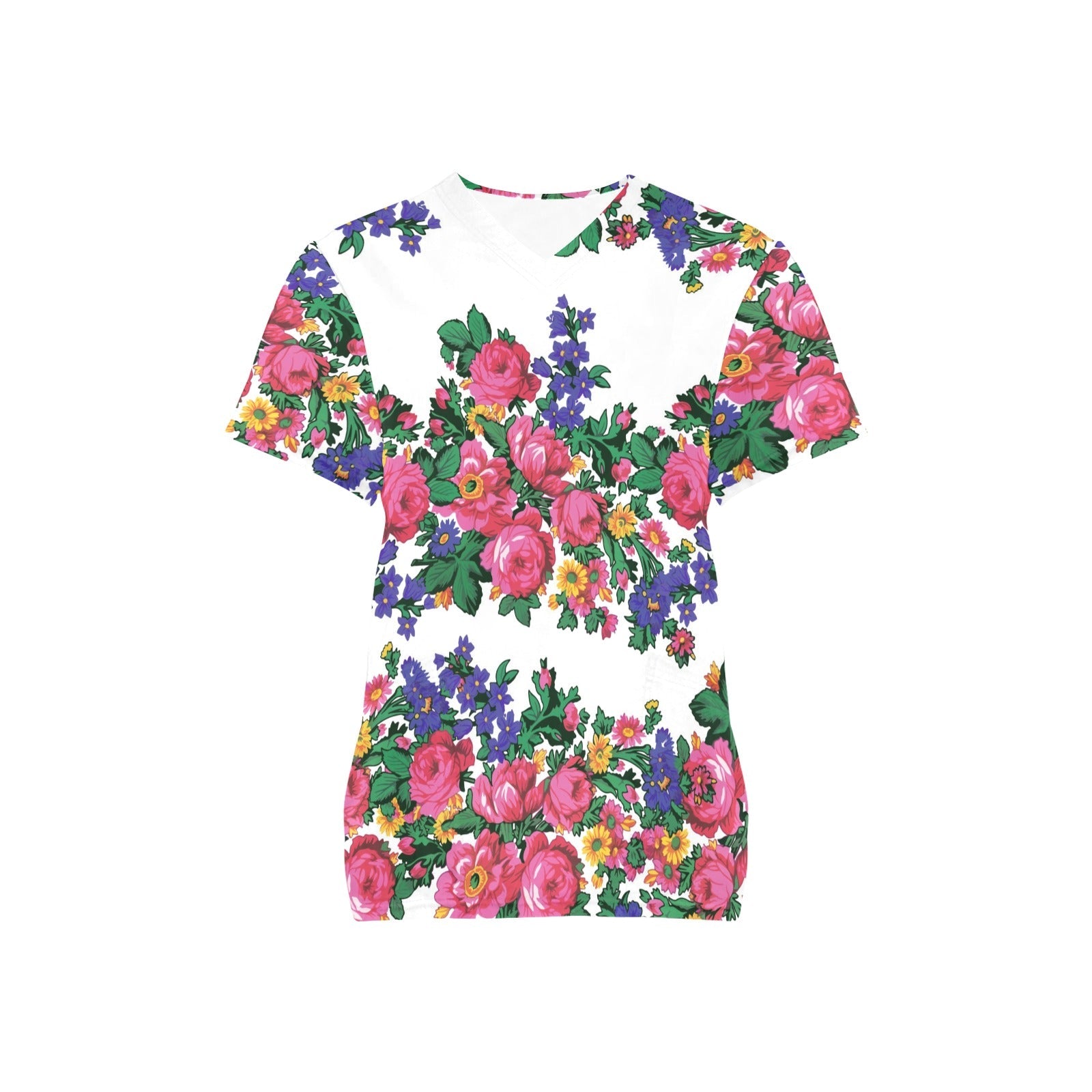 Kokum's Revenge White All Over Print Scrub Top Scrub Top e-joyer