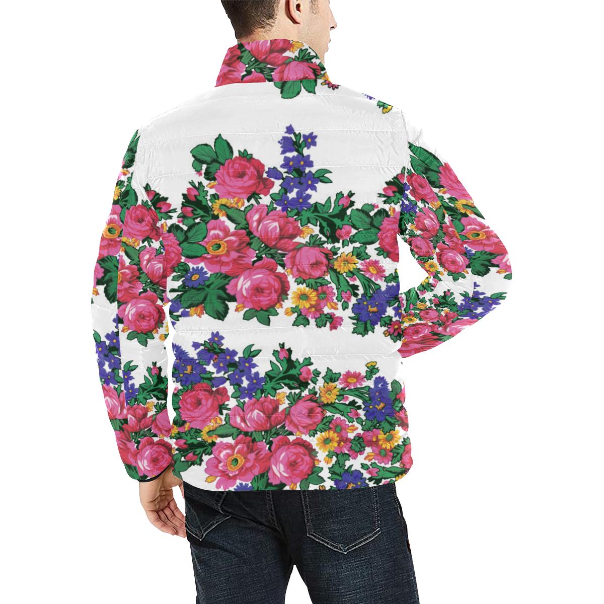 Kokum's Revenge-White Men's Stand Collar Padded Jacket (Model H41) Men's Stand Collar Padded Jacket (H41) e-joyer