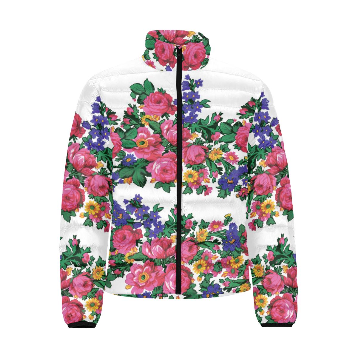 Kokum's Revenge-White Men's Stand Collar Padded Jacket (Model H41) Men's Stand Collar Padded Jacket (H41) e-joyer