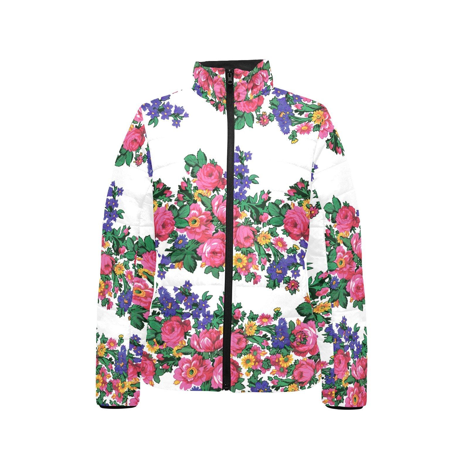 Kokum's Revenge White Women's Stand Collar Padded Jacket (Model H41) jacket e-joyer