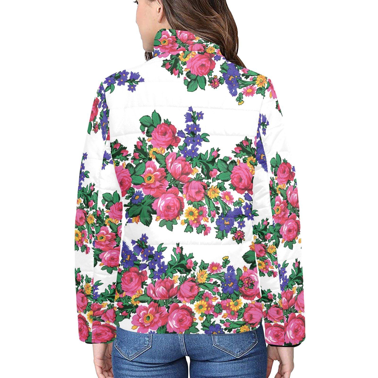 Kokum's Revenge White Women's Stand Collar Padded Jacket (Model H41) jacket e-joyer