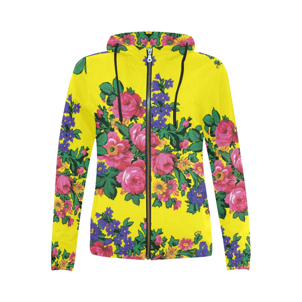 Kokum's Revenge-Yellow All Over Print Full Zip Hoodie for Women (Model H14) All Over Print Full Zip Hoodie for Women (H14) e-joyer