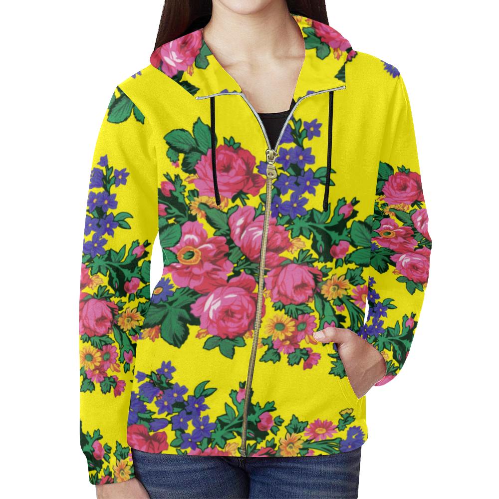 Kokum's Revenge-Yellow All Over Print Full Zip Hoodie for Women (Model H14) All Over Print Full Zip Hoodie for Women (H14) e-joyer