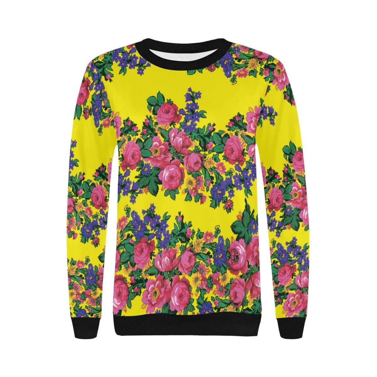 Kokum's Revenge-Yellow Women's Rib Cuff Crew Neck Sweatshirt (Model H34) Rib Cuff Crew Neck Sweatshirt for Women (H34) e-joyer