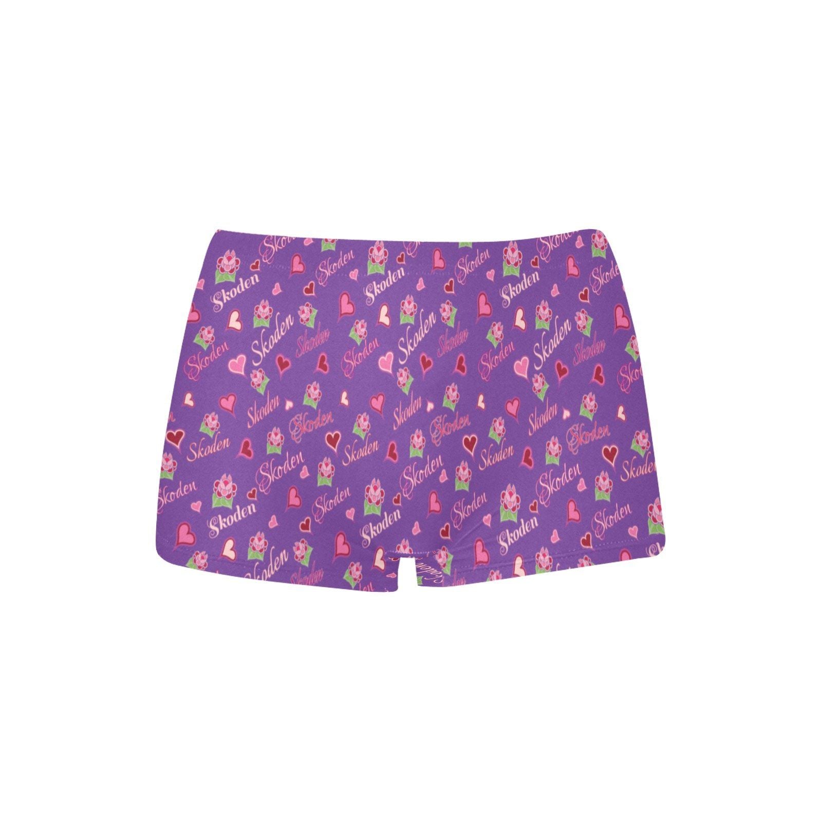 Ladies Skoden Floral Hearts Undergarment Purple Women's All Over Print Boyshort Panties (Model L31) Women's Boyshort Panties (L31) e-joyer