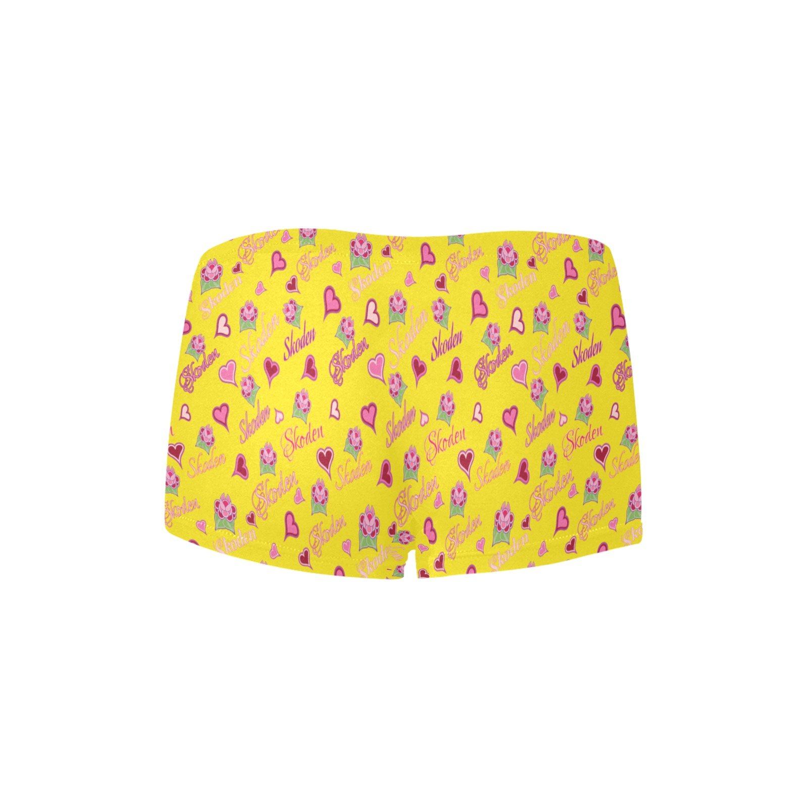 Ladies Skoden Floral Hearts Undergarment Yellow Women's All Over Print Boyshort Panties (Model L31) Women's Boyshort Panties (L31) e-joyer