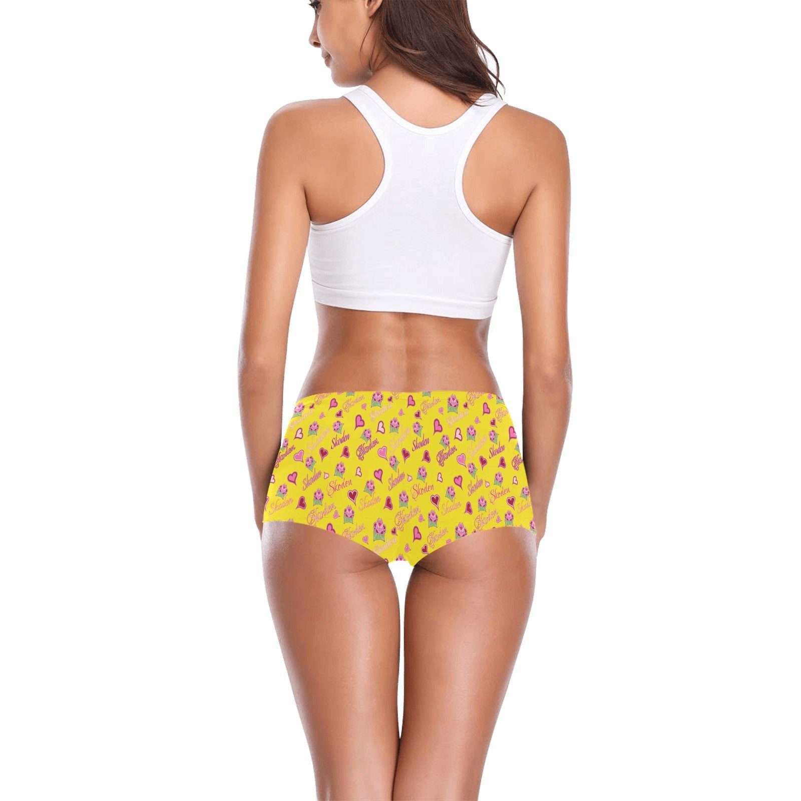 Ladies Skoden Floral Hearts Undergarment Yellow Women's All Over Print Boyshort Panties (Model L31) Women's Boyshort Panties (L31) e-joyer