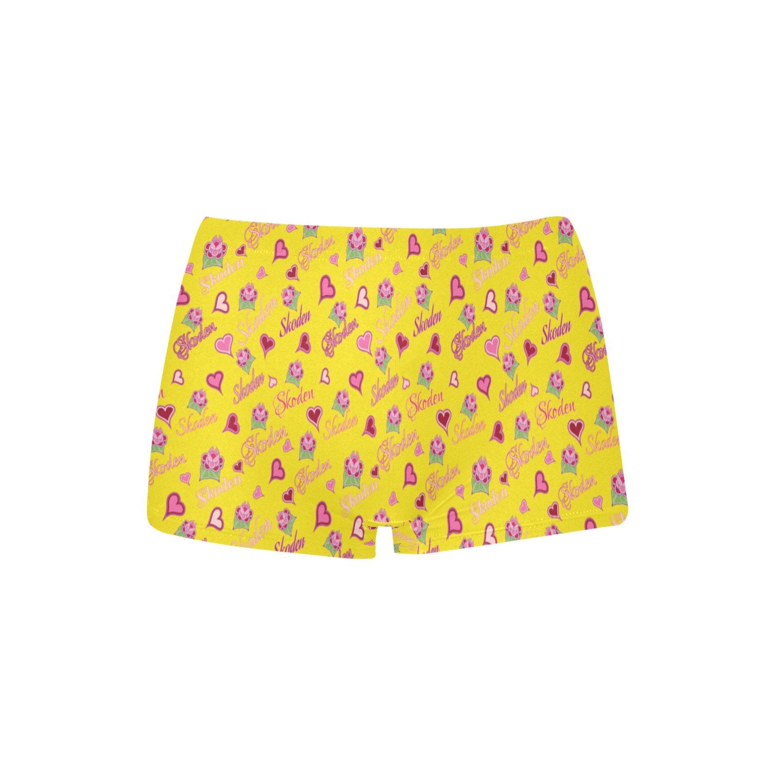 Ladies Skoden Floral Hearts Undergarment Yellow Women's All Over Print Boyshort Panties (Model L31) Women's Boyshort Panties (L31) e-joyer